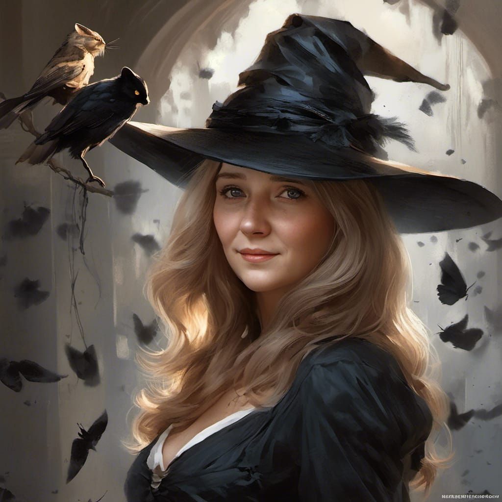 Attractive Young Witch Portrait in Hyperdetailed Style
