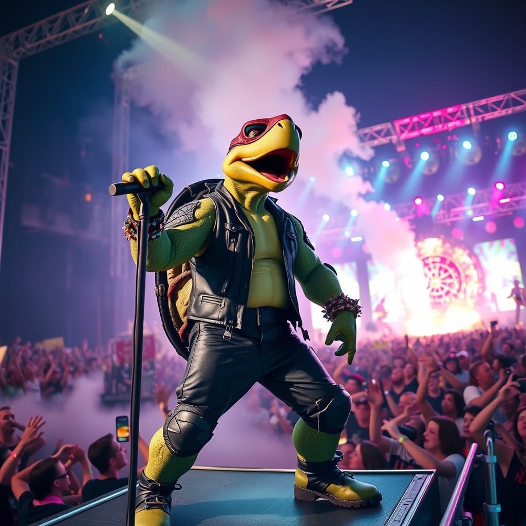 Turtle Rockstar Performing at Music Festival
