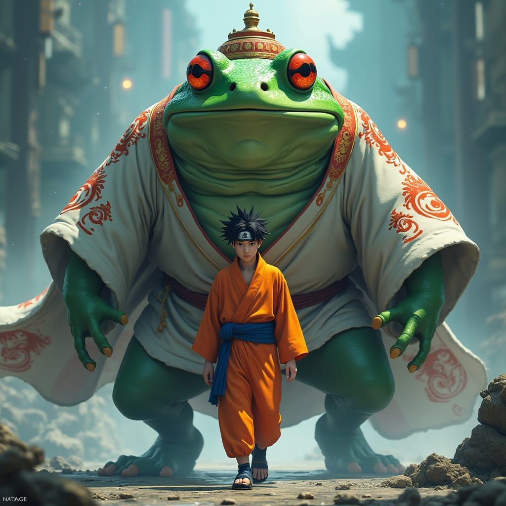 Giant Frog Hokage: Muscular Amphibian in Anime-Inspired Real...