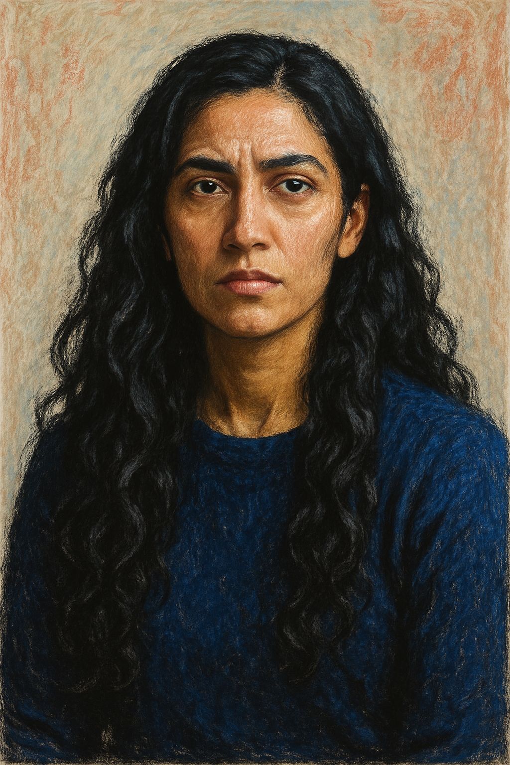 Yemeni Woman Portrait in Oil Pastels