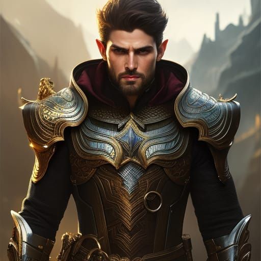 Elven Knight Portrait in High Fantasy Style