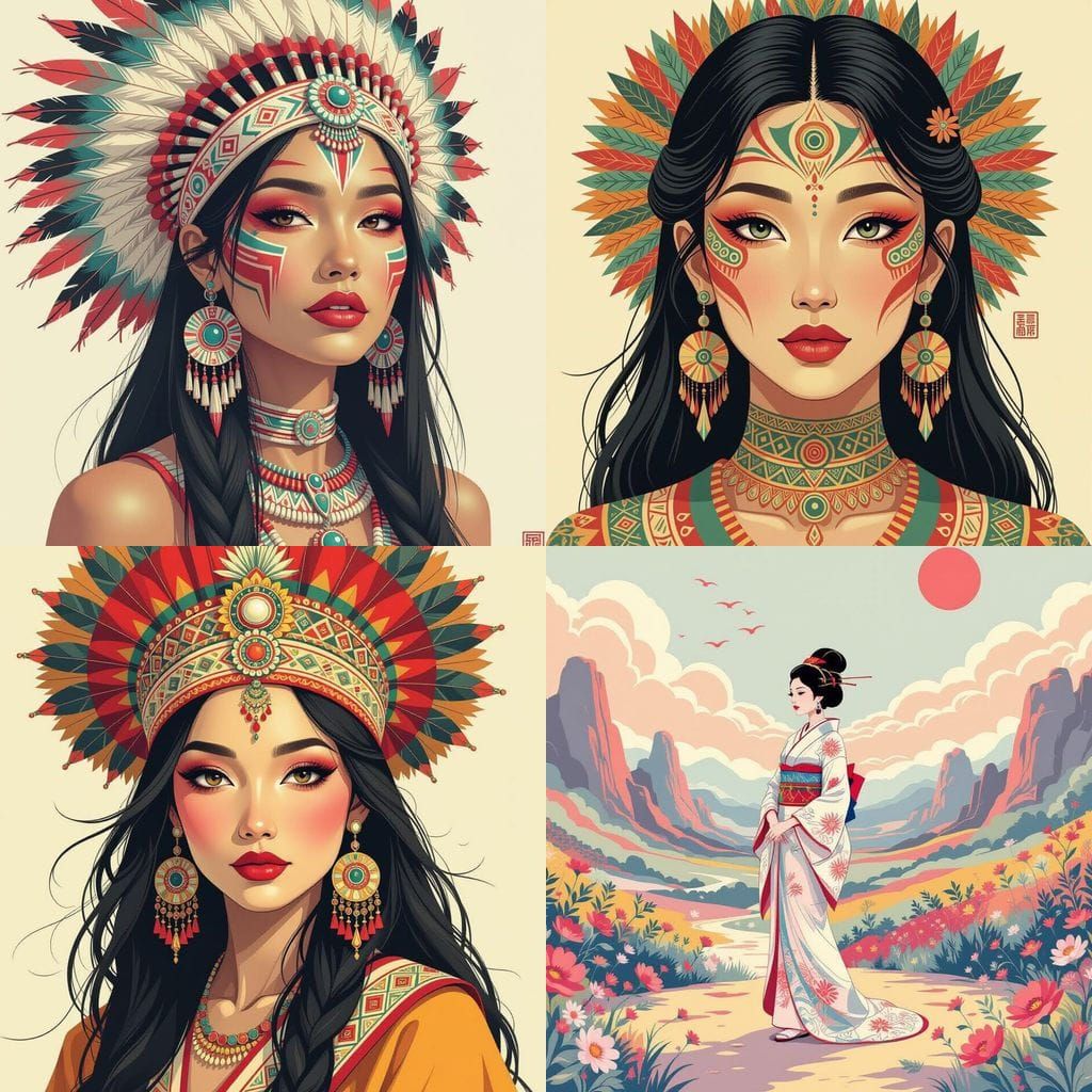 Tribal Beauty in Surreal Pastel Art Style