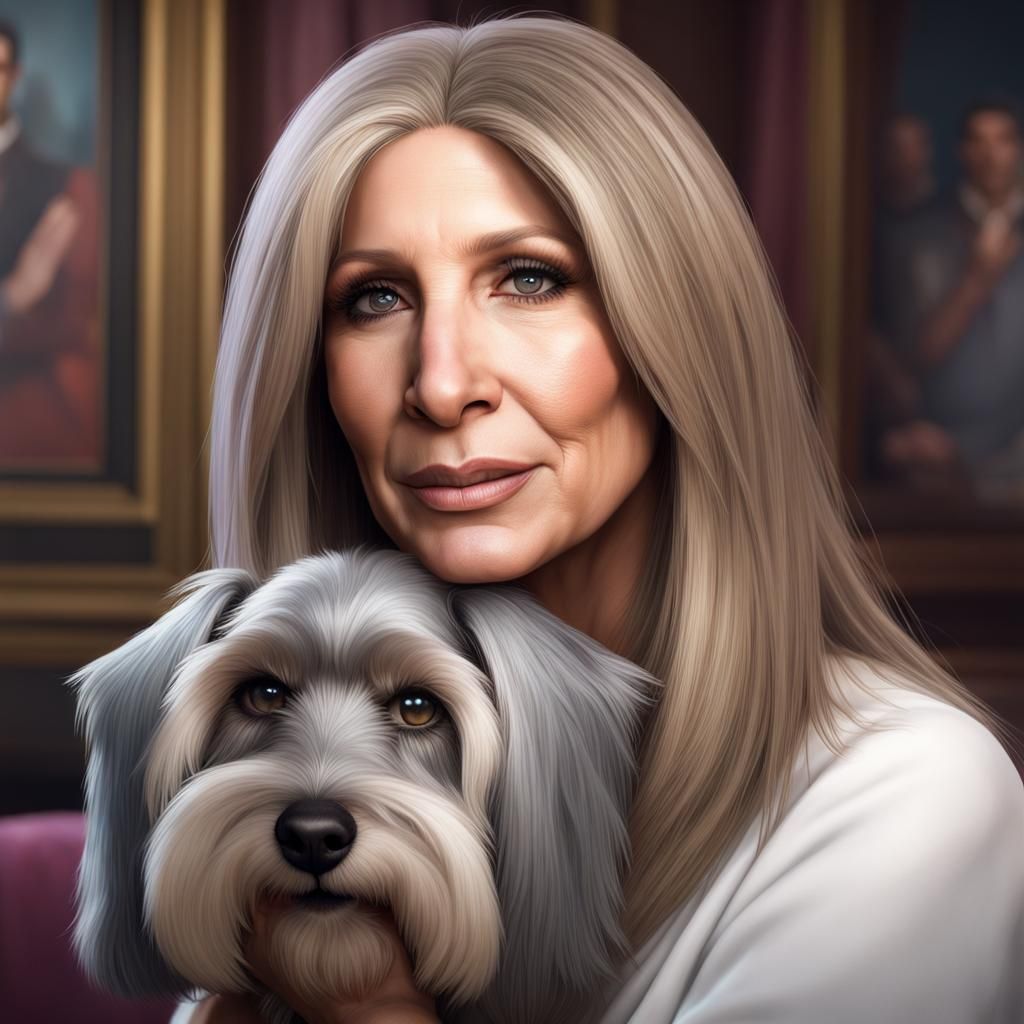 Barbra Streisand and Miniature Schnauzer Portrait