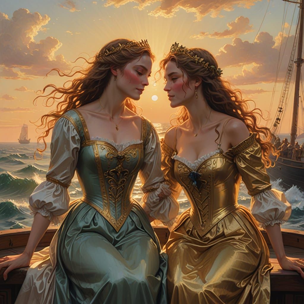 Sunset Mirth on a Gilded Age Sailing Ship