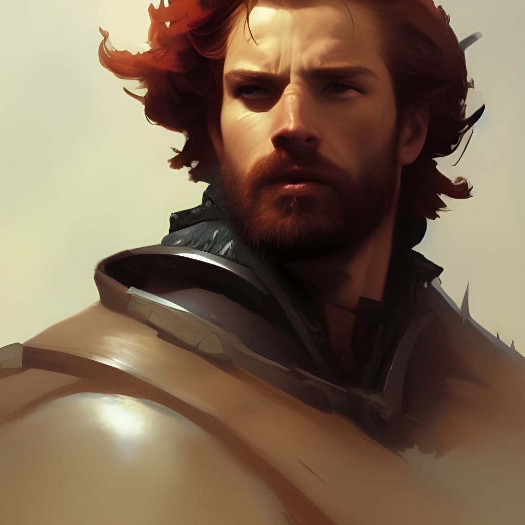 Redhead Knight Portrait in Hyperdetailed Concept Art