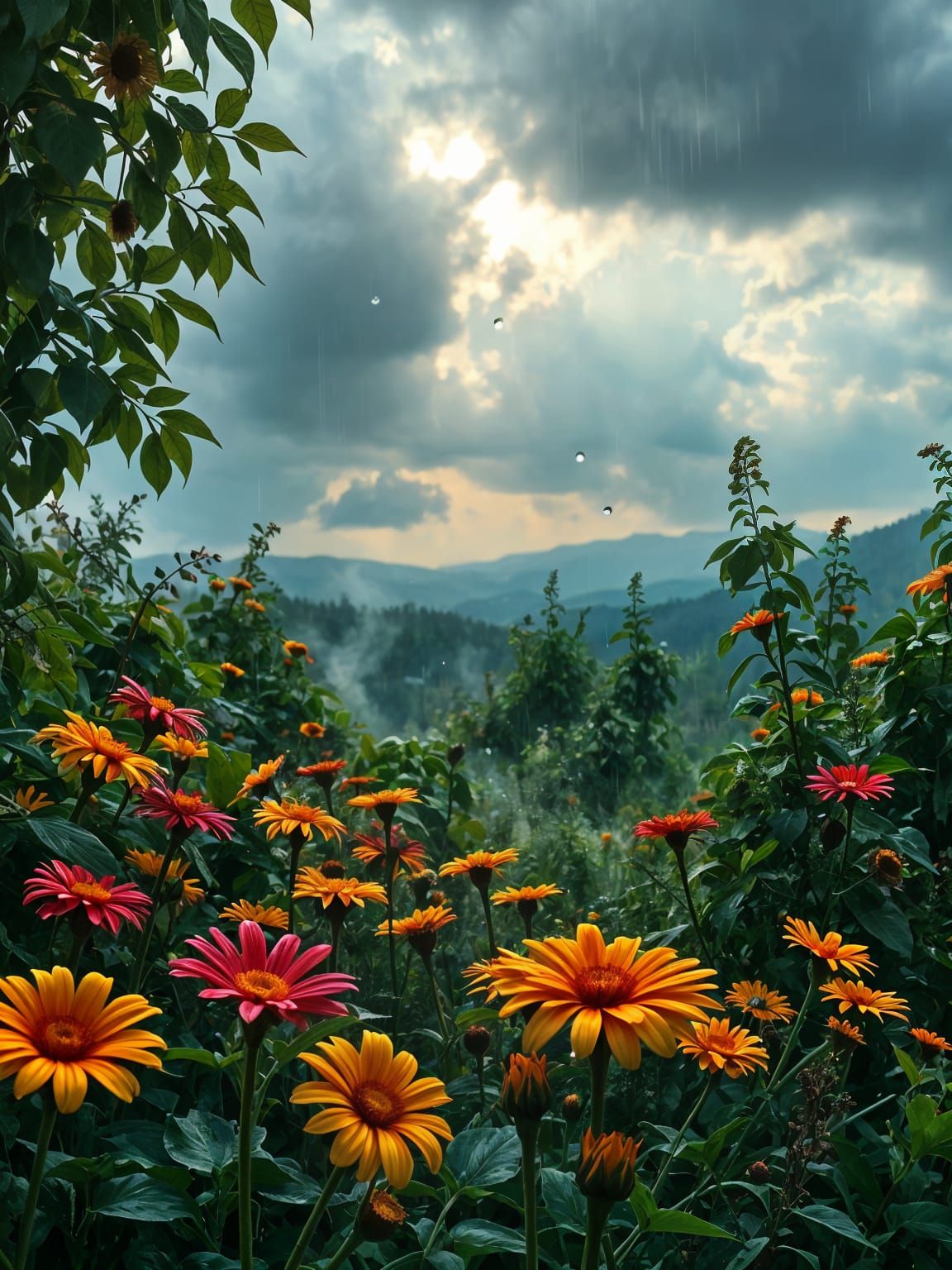 Wildflowers in the Rain