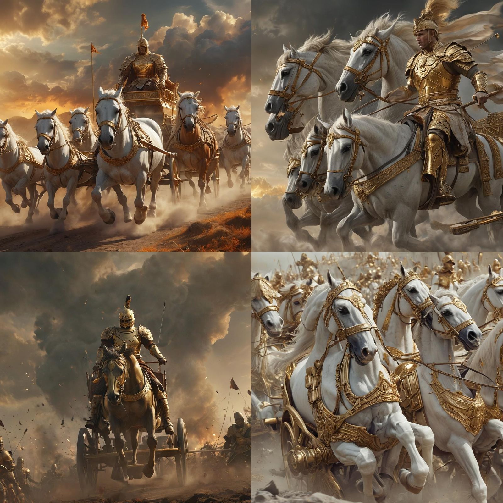 Epic Warrior Prince in Golden Chariot