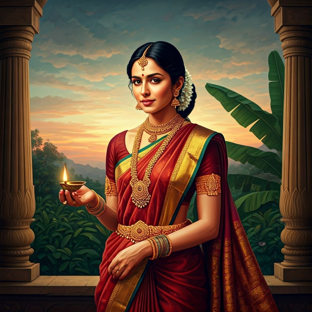Elegant Portrait in Raja Ravi Varma Style