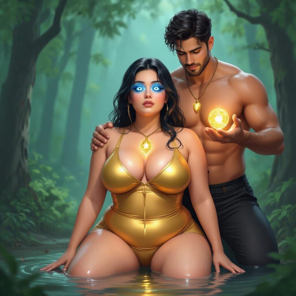 Hypnotic Forest Encounter with Glowing Pendant