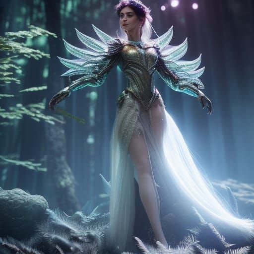 Filigree Armor Faerie in Moonlit Forest
