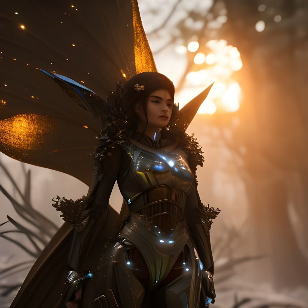 Filigree Armor Faerie in Moonlit Forest
