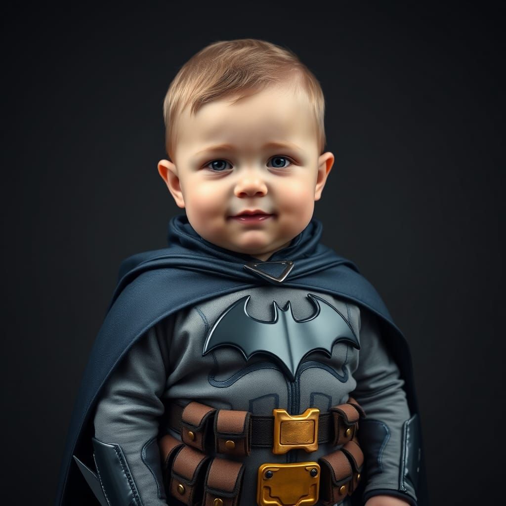Baby Batman Portrait in Hyperrealistic Style