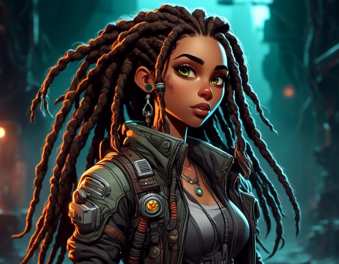 alien warrior with dreadlocks