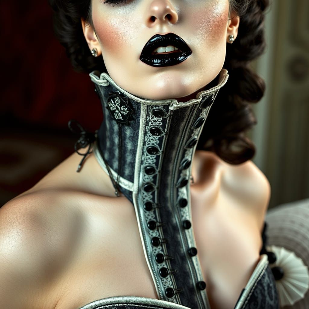 Gothic Victorian Fashion Model in Hyperrealistic Detail