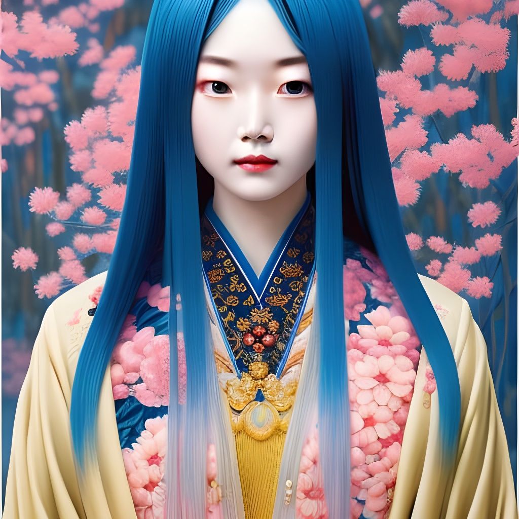 Japanese Girl Portrait in Maximalist Style