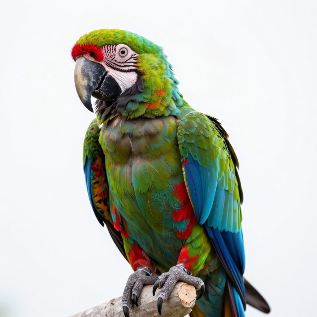 Photorealistic Parrot with Vibrant Iridescent Plumage