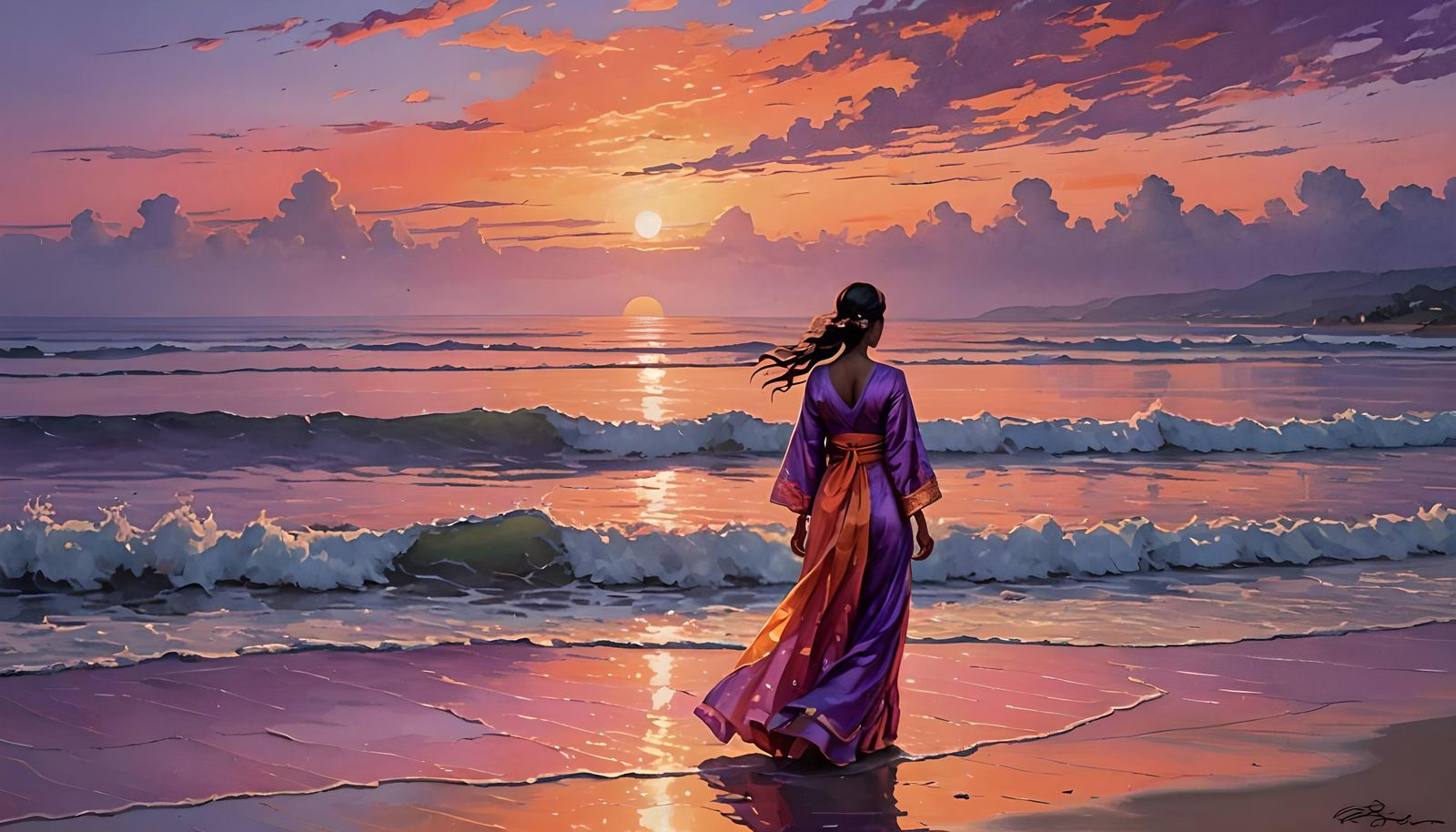 Ethereal beach sunset.