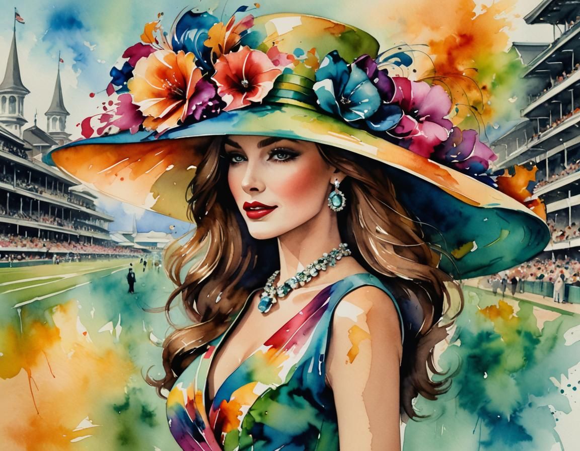 Vibrant Couture Fashionista at Kentucky Derby