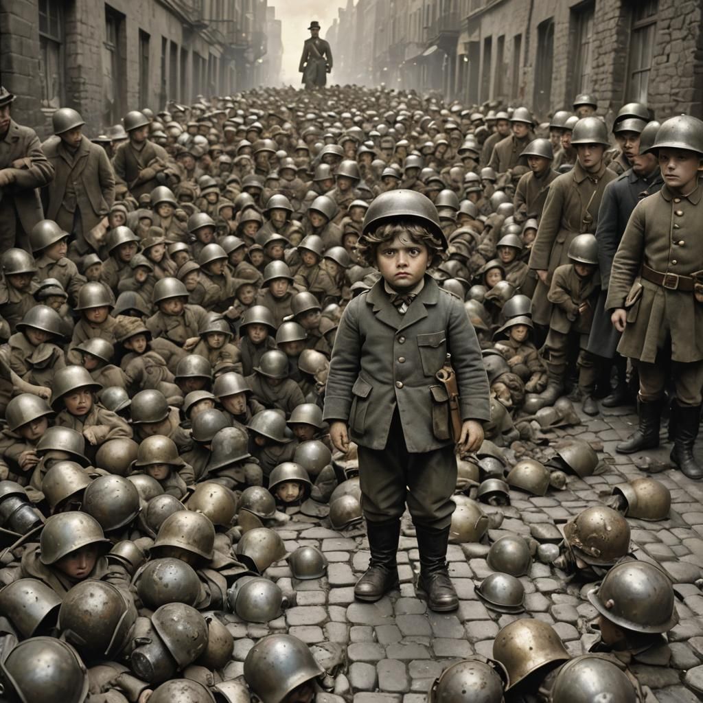 Grotesque Victorian Child and Toy Soldiers