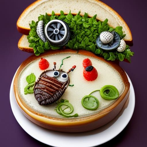 Steampunk Sandwich with Wriggly Worms and Bugs