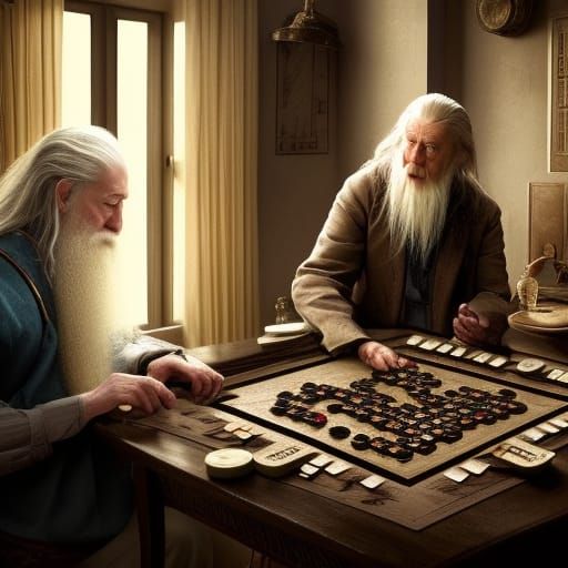 Dumbledore and Gandalf Play Scrabble
