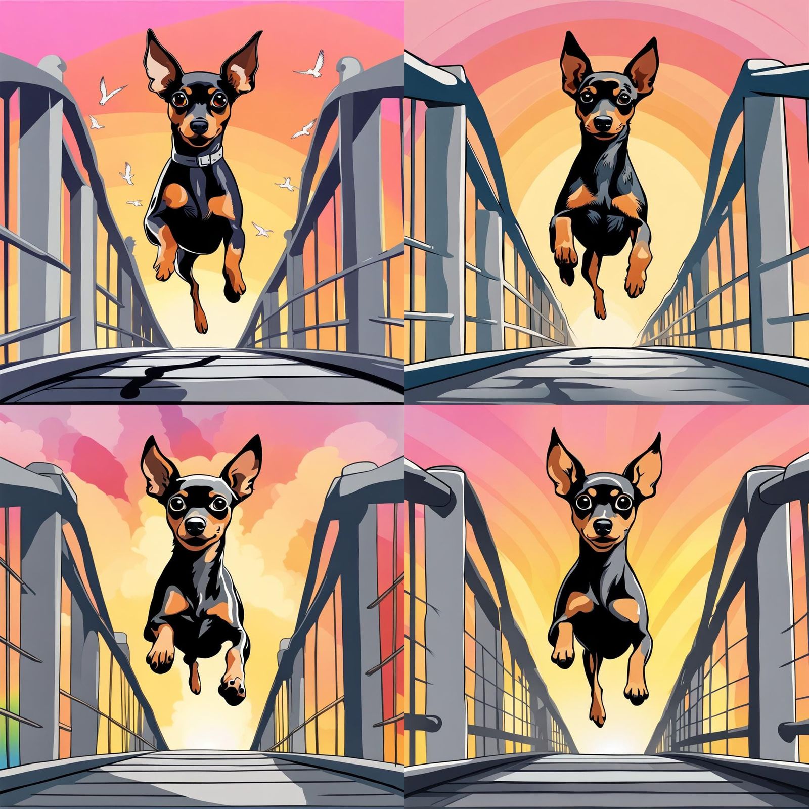 Miniature Pinscher Runs Rainbow Bridge With Parrot