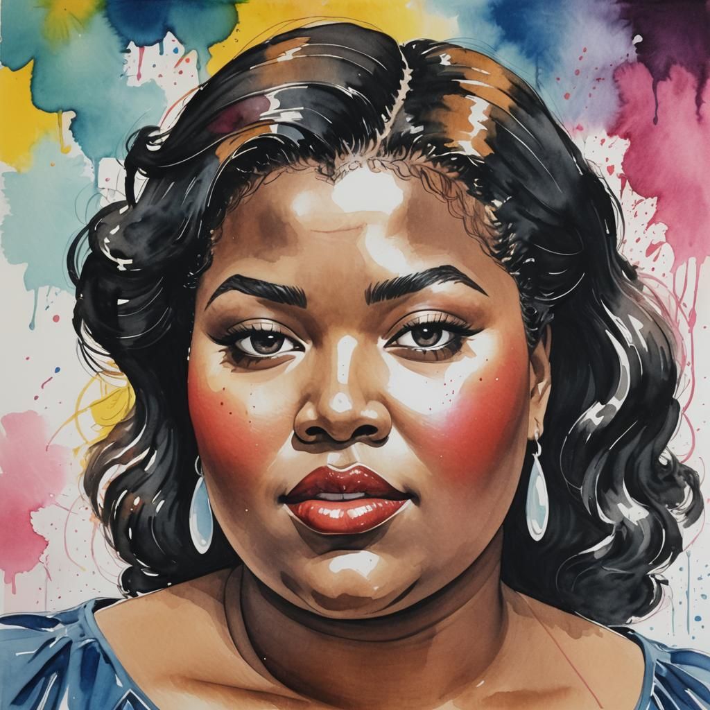Plus Size Black Woman in Pop Art Style