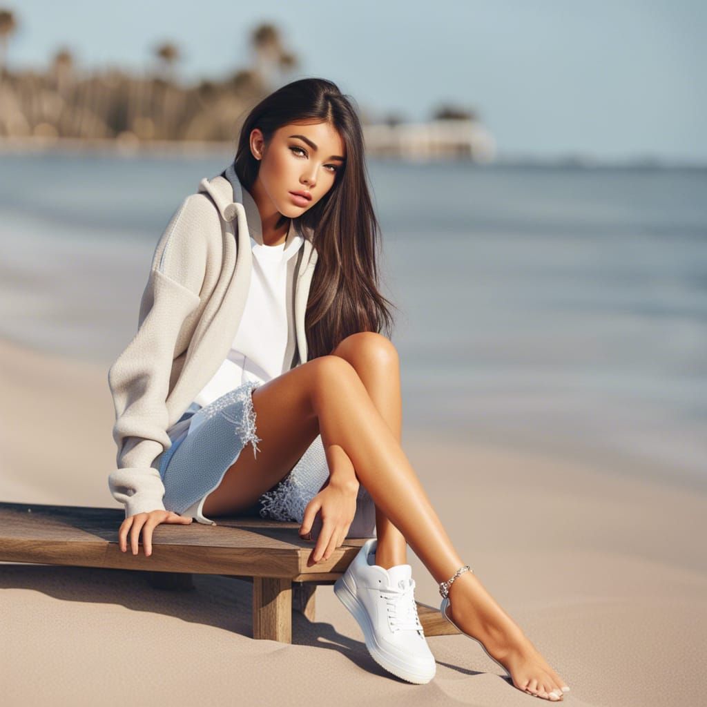 Madison Beer Relaxing on a Beach