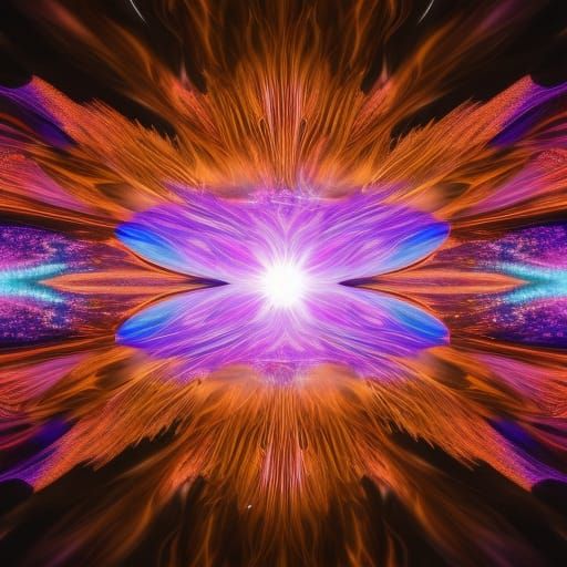 Hands Emanating Light: Holographic Astral Illustration