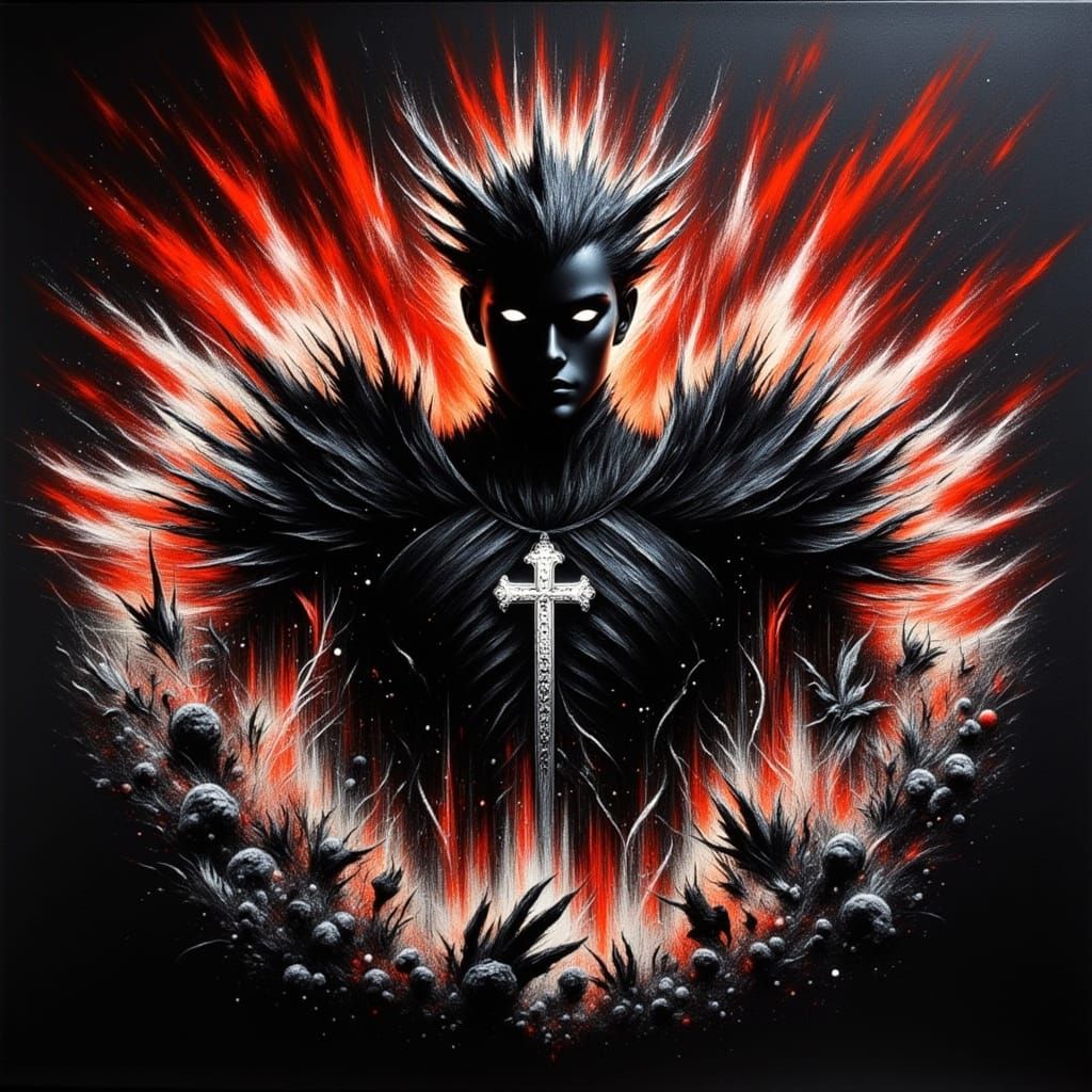 Cyclical Composition of Blacklit Pastel and Charcoal Art