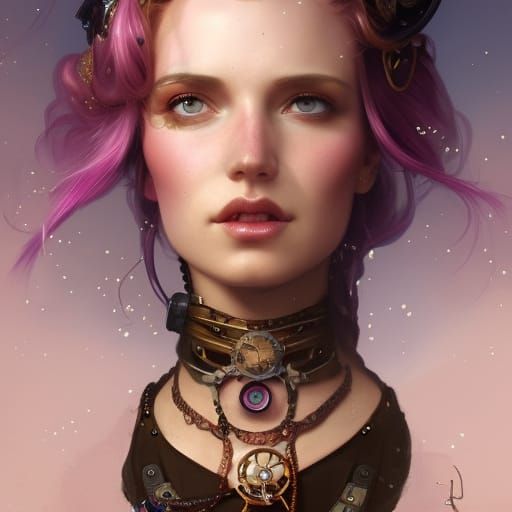 Steampunk Princess Portrait in Cosmic Setting
