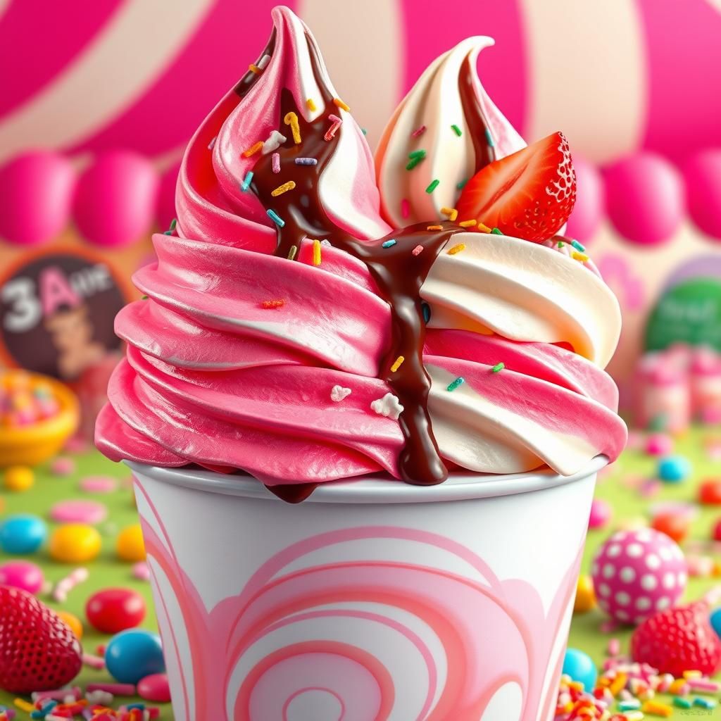 Hyperrealistic Ice Cream in Candyland Style