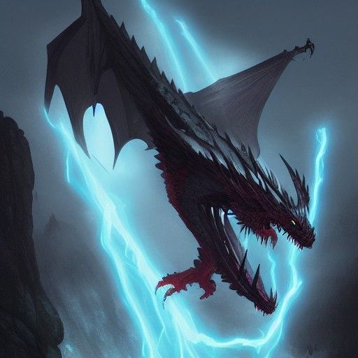 Sinister Lightning Dragon Digital Painting