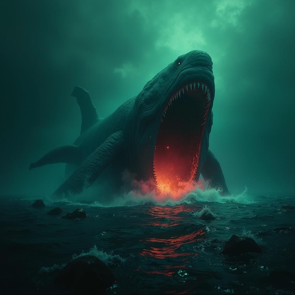 Megalodon Emerges from Cambrian Depths in Surreal Horror