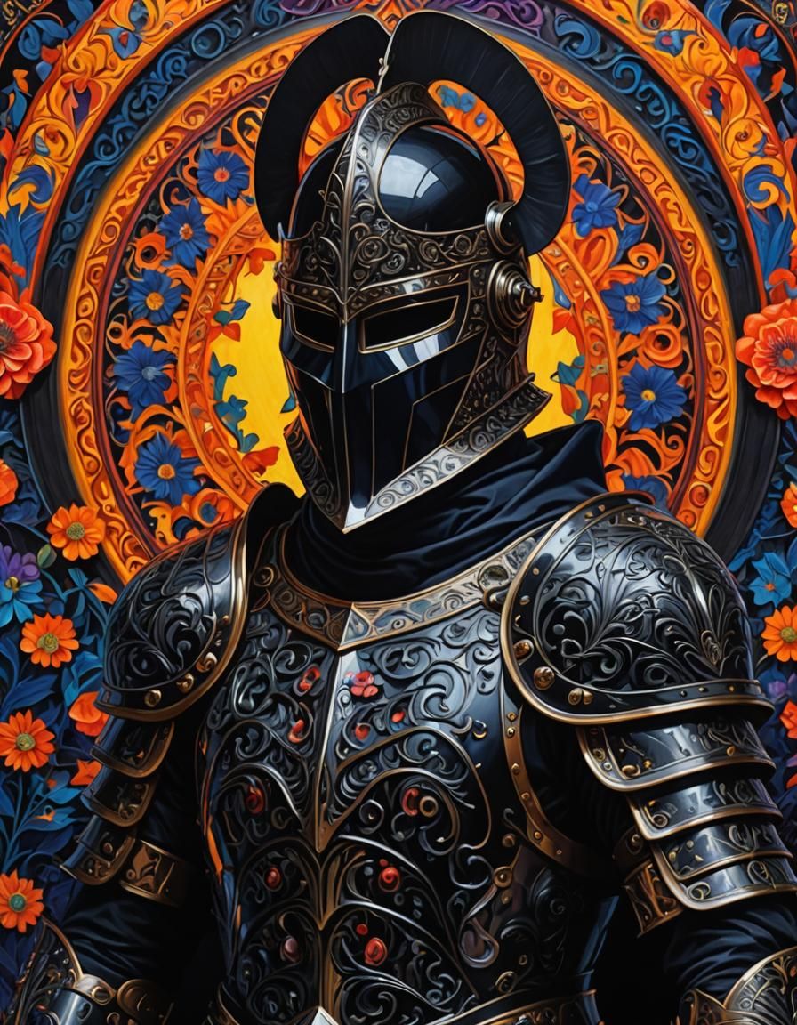 Obsidian Knight with Fauvism Background