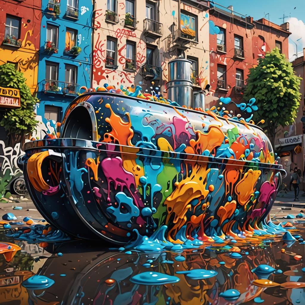 Transparent Ship in Pan: Graffiti Splash Art