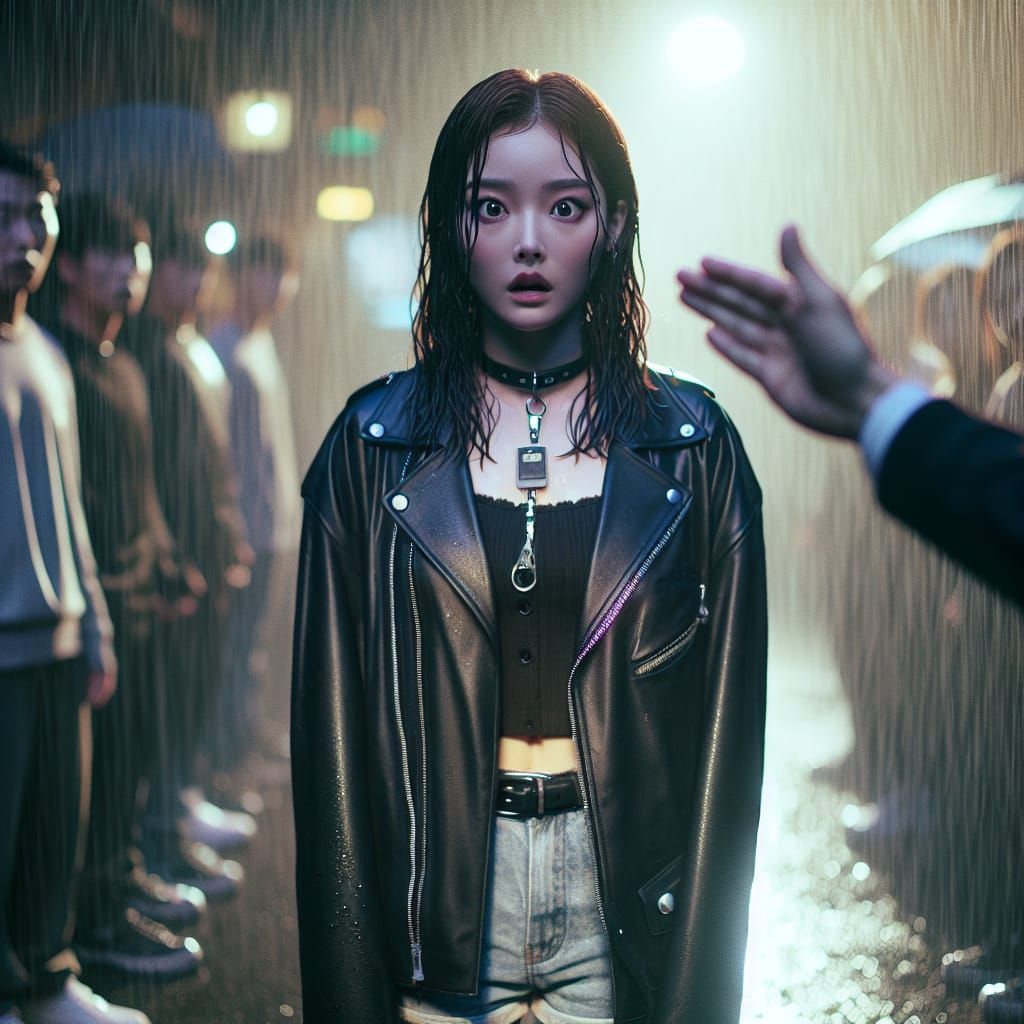 Korean Woman Hypnotized in Rainy Street Show