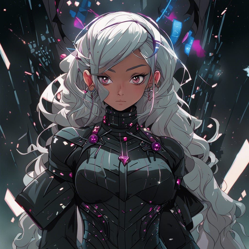 Gothic Synthwave Android Portrait with Glowing Eyes