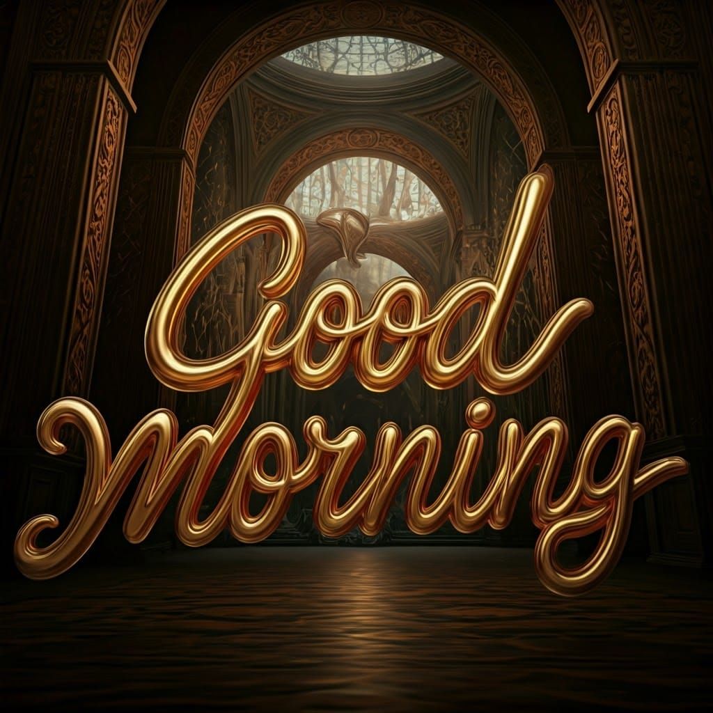 Surreal Morning Scene in Golden Script with 1920s Opulence