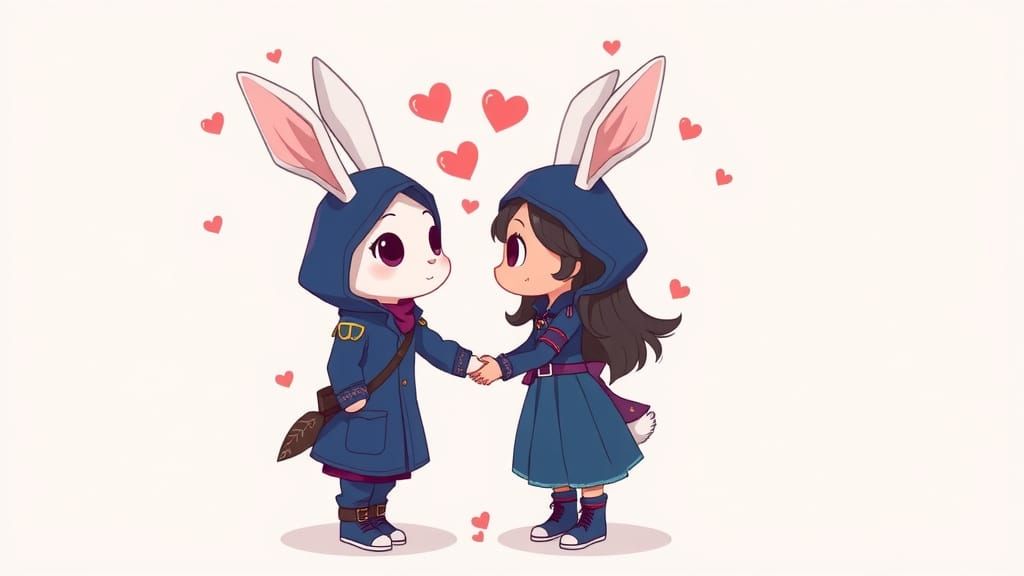 Adorable Chibi Rogue Rabbits in Love