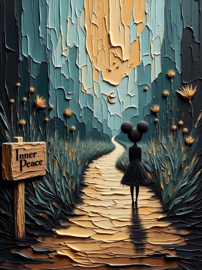 Pathway from Darkness to Light in Textured Painterly Style