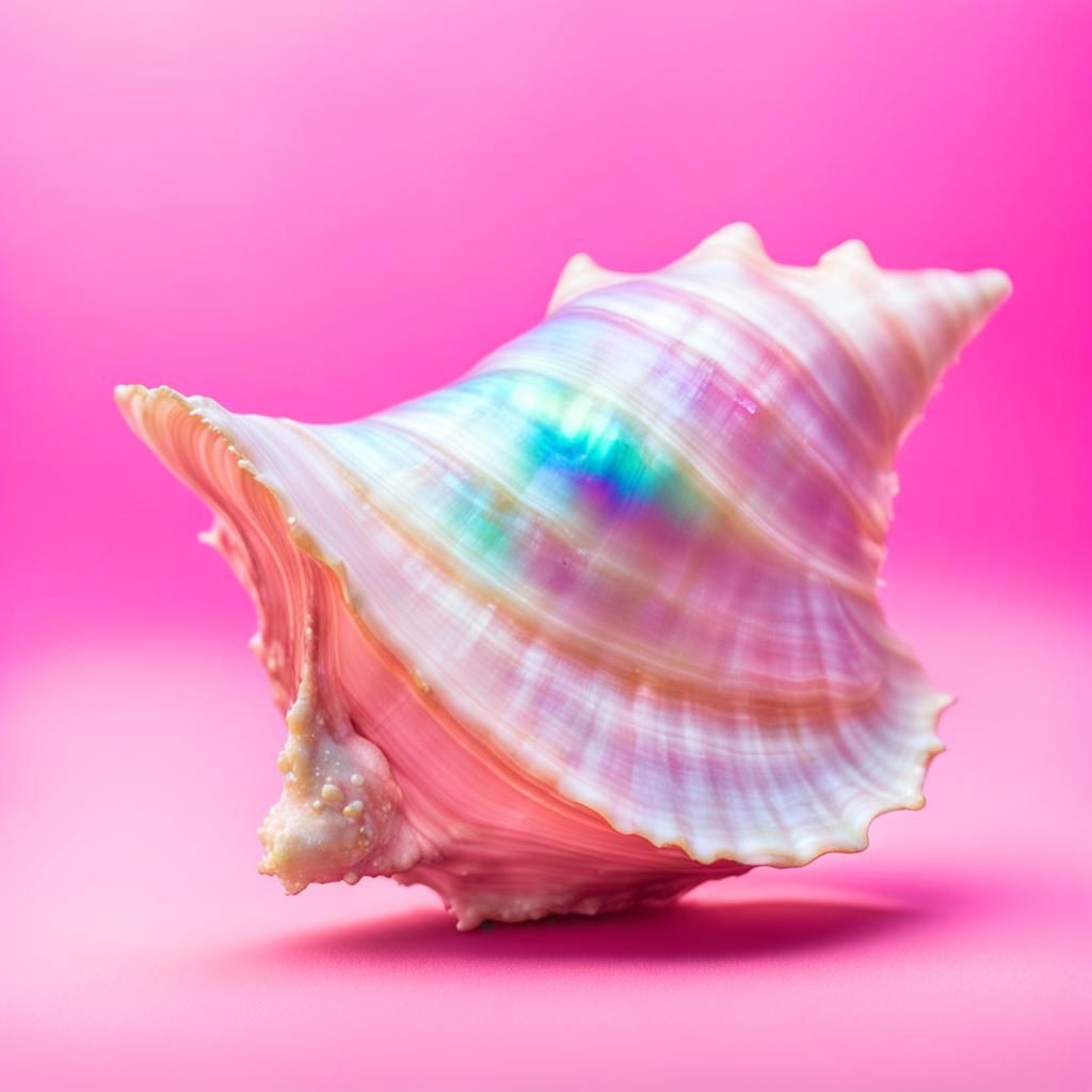 Iridescent Conch Seashell in Divine Light