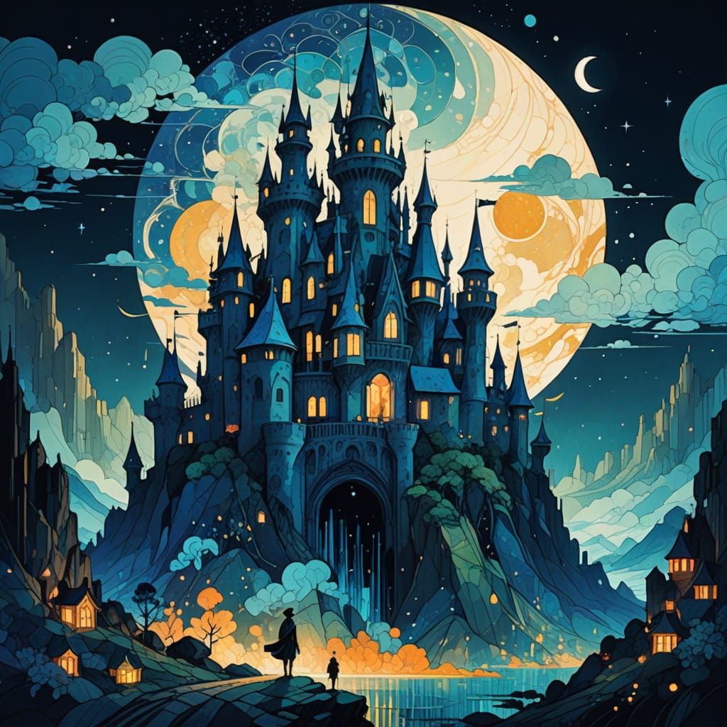 Crystal Gemstone Moon City in Vibrant, Luminous Atmosphere