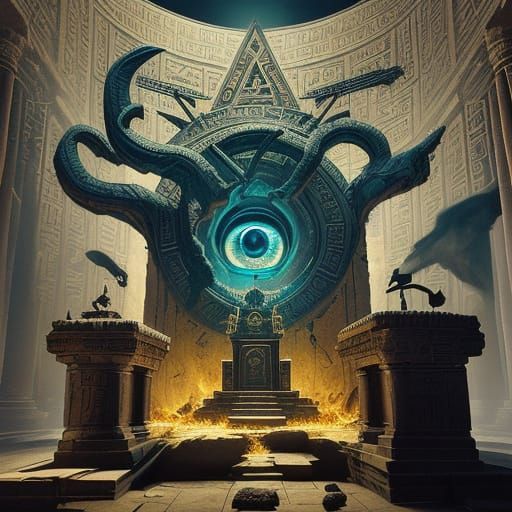 Ancient Egyptian Gods Perform Ritual Under Sacred Temple