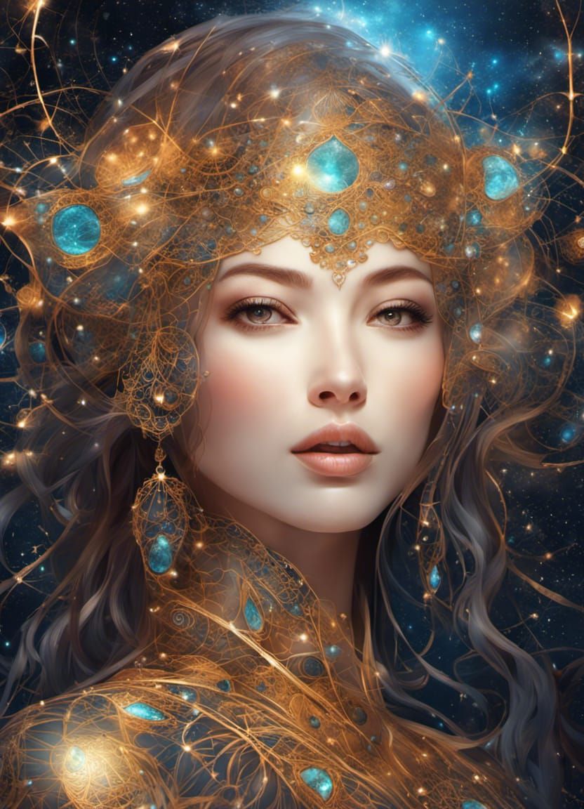 Beautiful Woman Portrait with Shiny Aura
