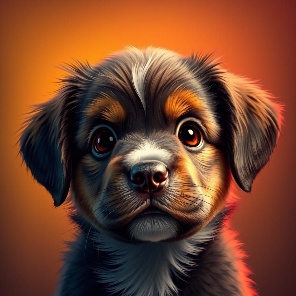 Adorable Puppy Portrait in Dreamy, Hyper-Realistic Style