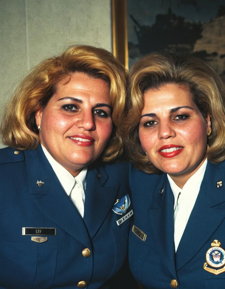 Women in USAF Uniforms Kissing: Vintage Film Still