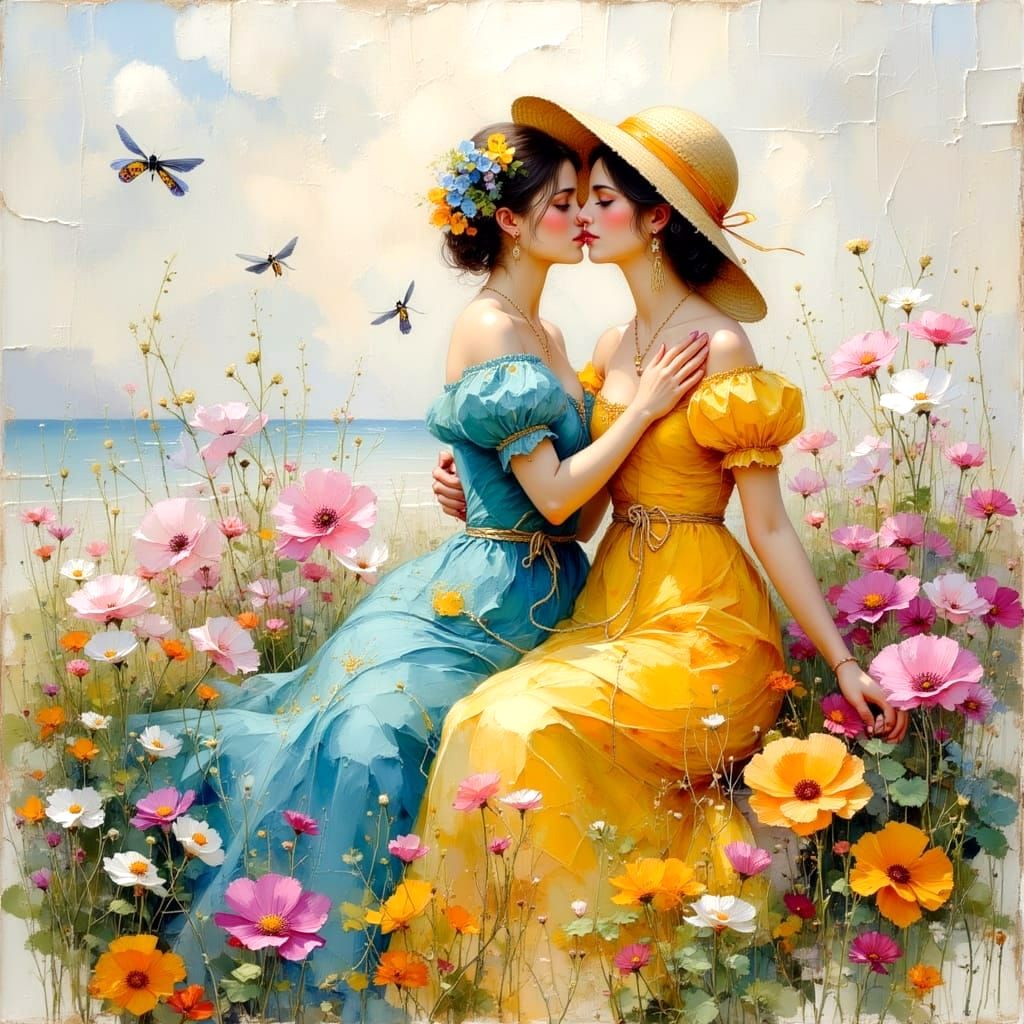 Two Strong Hearts in Vibrant Pastel Colors