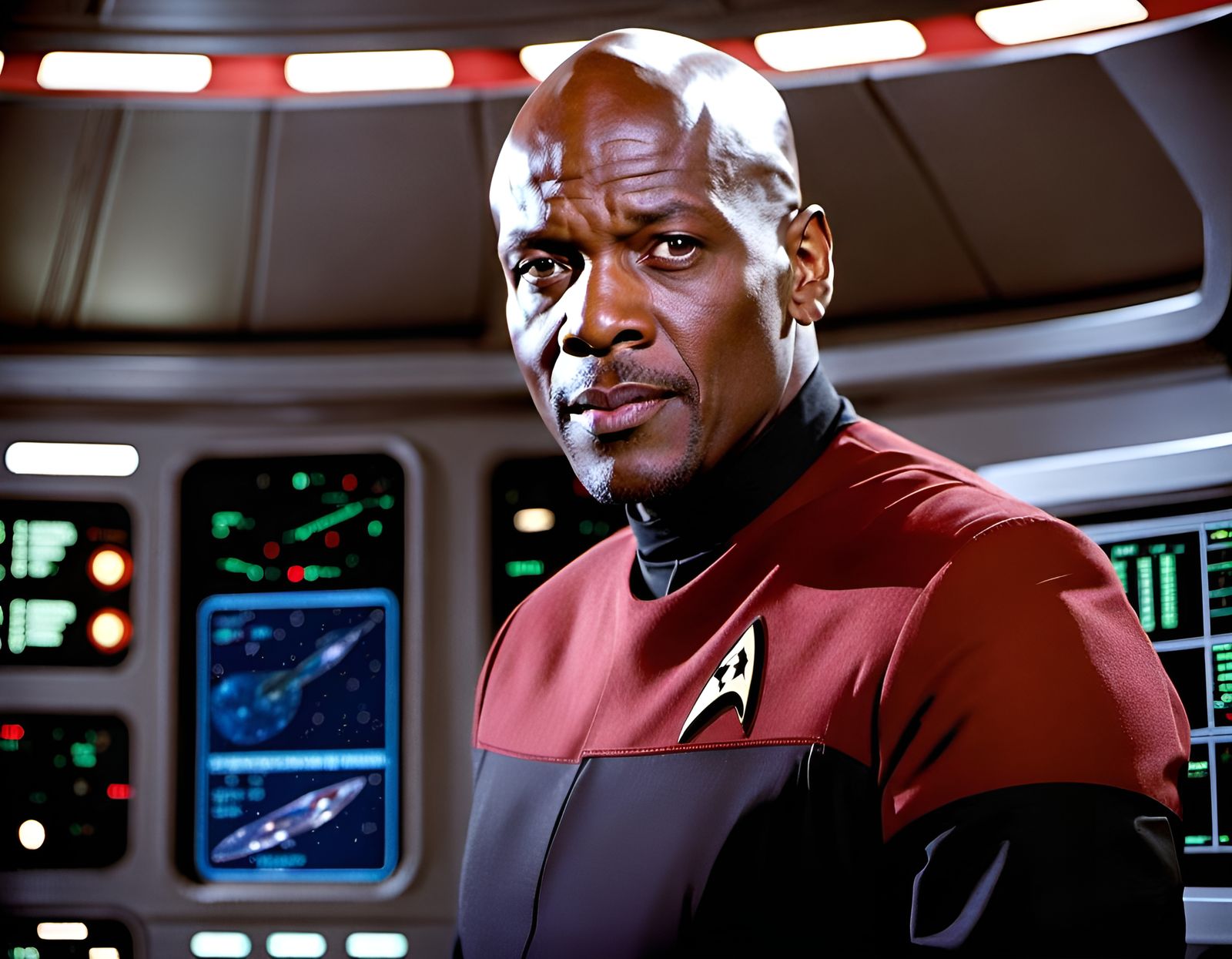 Captain Sisko on Deep Space Nine, Hyperrealistic Photograph