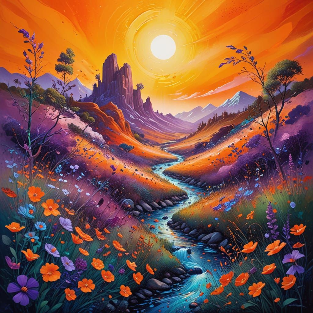 A purple and orange natural scenery.